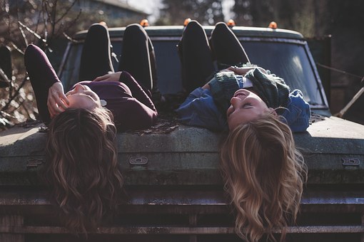 Girls, Lying, Classic Car, Young, Female