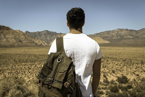 Man, Person, Outdoors, Backpack