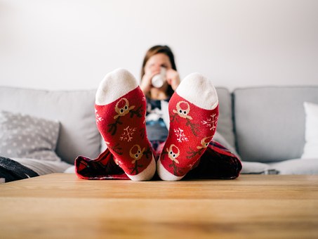 Feet, Socks, Living Room, Person