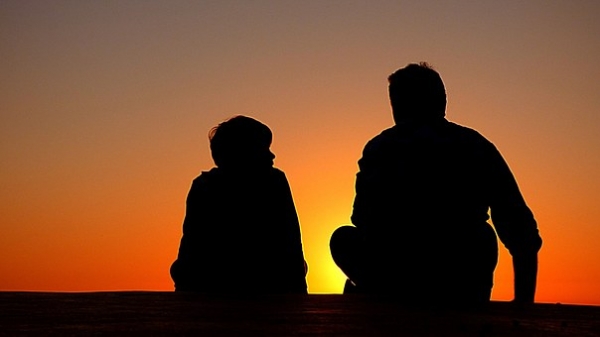 Silhouette, Father And Son, Sundown