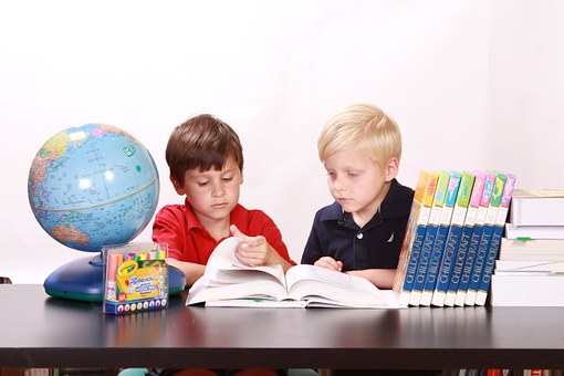 Children, Studying, Togetherness, Boys