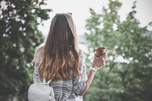 Adult, Back View, Beautiful, Coffee