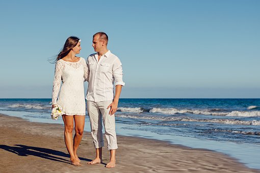 Wedding, Beach, Love, Young Couple