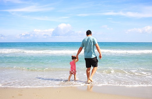 Father, Daughter, Beach, Family, Daddy