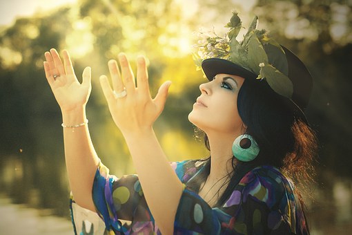 Beauty, Woman, Flowered Hat, Cap